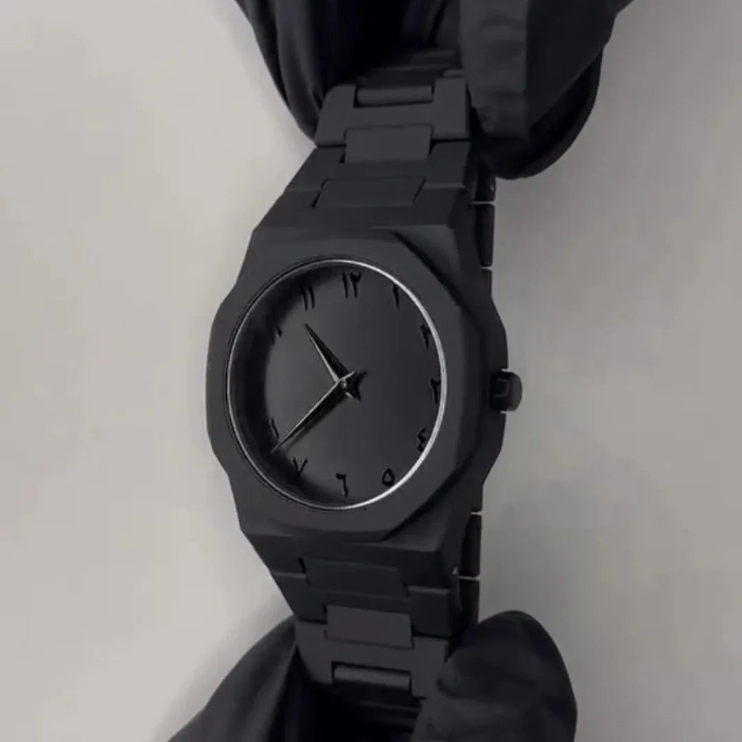 Premium Matte Black Watch featuring Arabic Calligraphy Dial - Free Shipping - 2026 Collection
