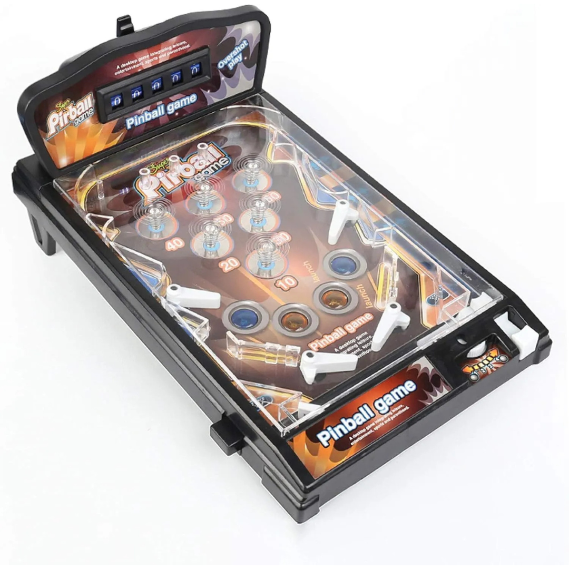 Portable pinball game machine on a white background