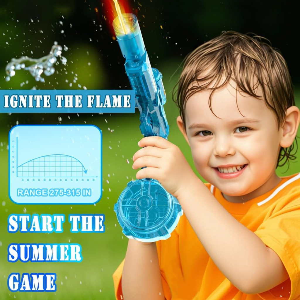 Wave Byte High-Pressure Electric Water Gun: USB-C Rechargeable, LED Lights, Leak-Proof Fun