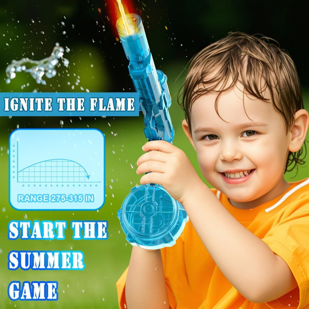 Wave Byte High-Pressure Electric Water Gun: USB-C Rechargeable, LED Lights, Leak-Proof Fun