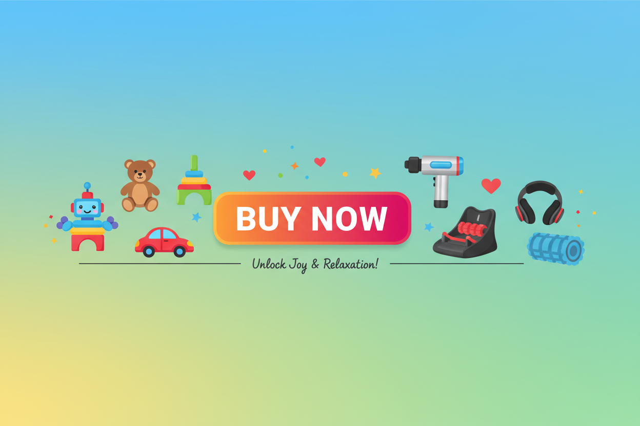 size 801px to 239px, make an image of buy now with toys and massager icon